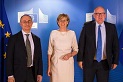 Giulio Ercolessi con il Vicepresidente Timmermans e la Vicepresidente McGuinness